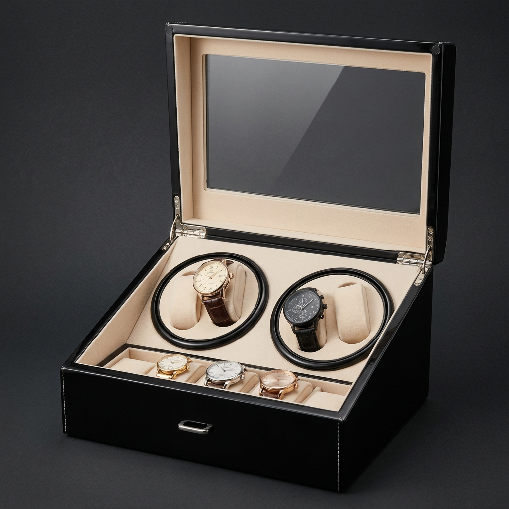 Coffret Valdor avec deux remontoirs automatiques et trois rangements